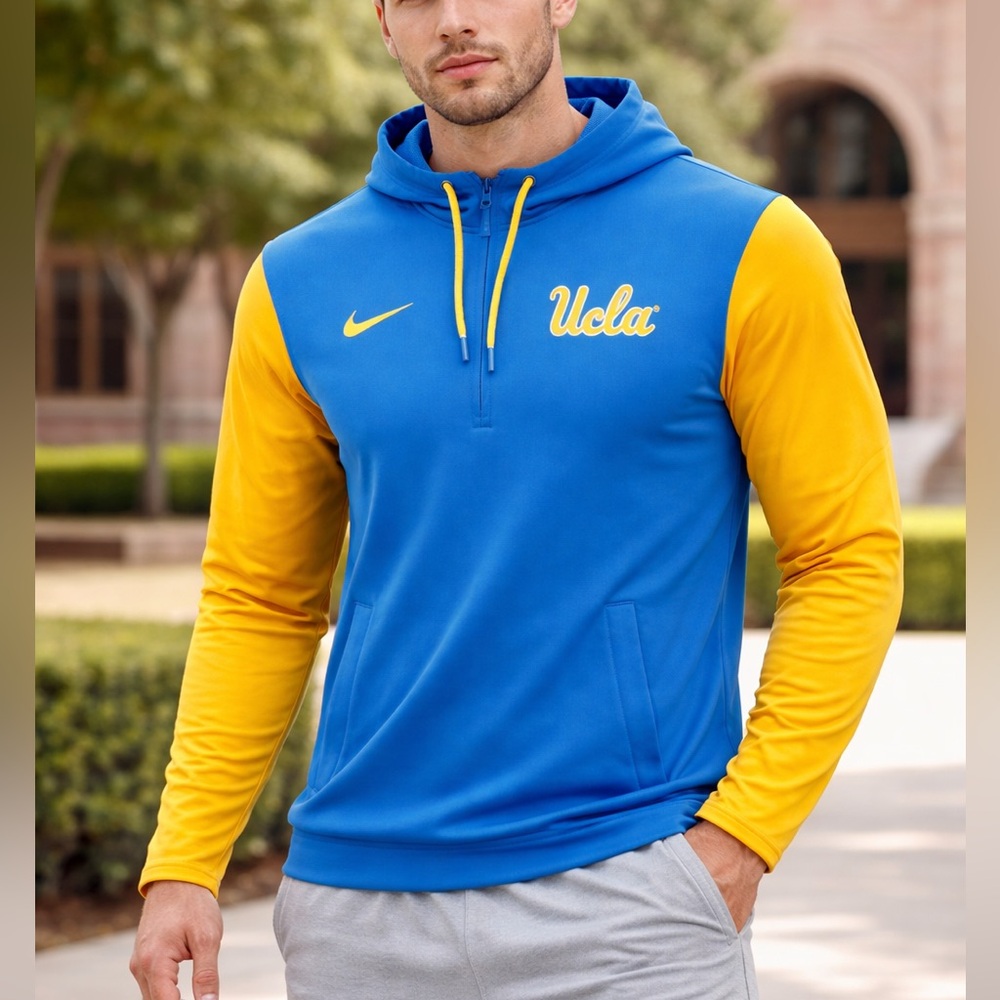 Nike UCLA Bruins Team Issued Hoodie Blue Gold Sz L NCAA 88
